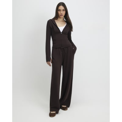 Brown Long Sleeve Premium Zip Through Hoodie