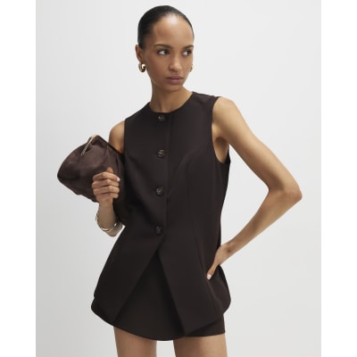 Brown Longline Tailored Waistcoat