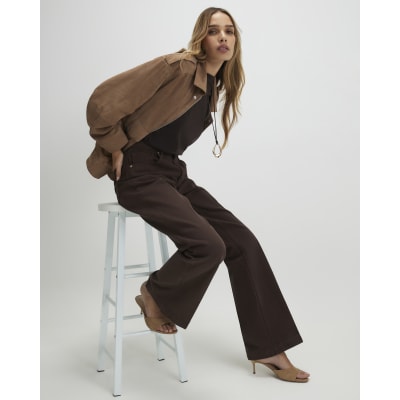 Brown Mid Rise Bootcut Jeans