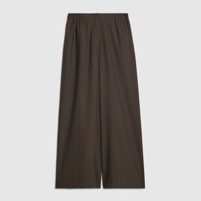 Brown Pinstripe Wide Leg Trousers