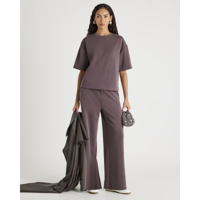 Brown Premium Drawstring Wide leg joggers