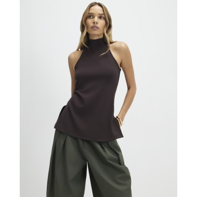 Brown Premium Halter Neck Top