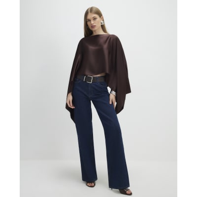 Brown Satin Waterfall Cape