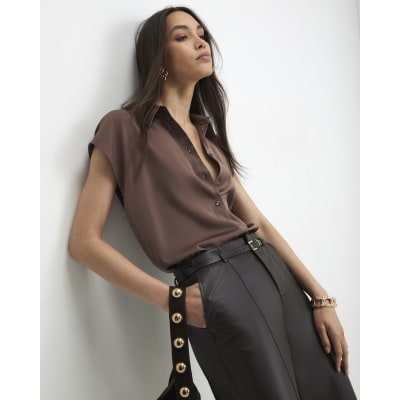 Brown Short Sleeve Relaxed Shirt