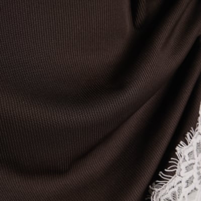 Brown Sleeveless Lace Trim Cami Top