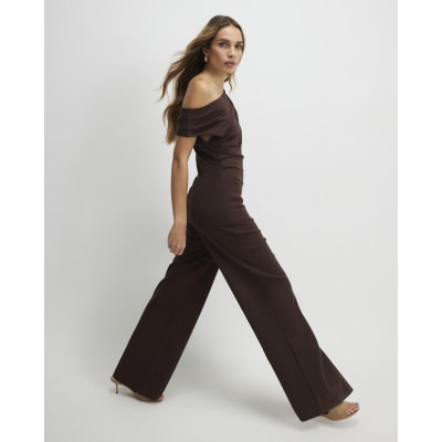 Brown Sleeveless Ponte Drape Top