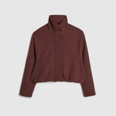 Brown Tailored Funnel Neck Bomber Jacket