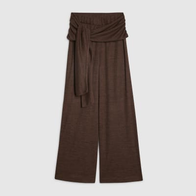 Brown Tie Waist Trousers