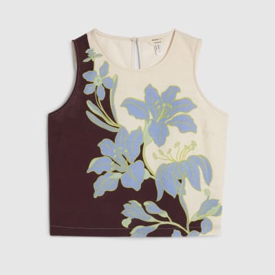 Brown Tropical Border Beach Top