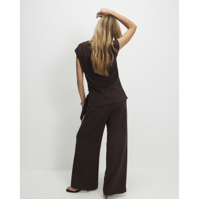 Brown Wide Leg Trousers