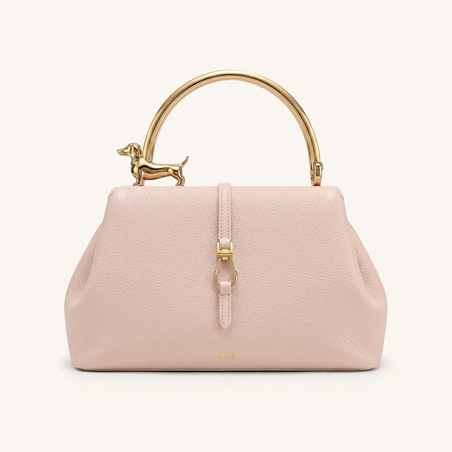 Bruna Dachshund Metal Handle Top Handle Bag - Light Pink