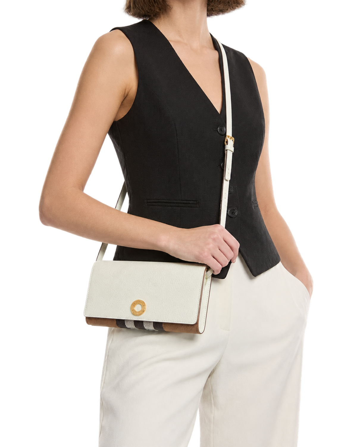 Burberry Check Canvas & Leather Crossbody