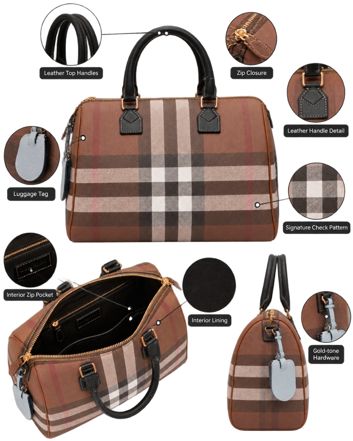 Burberry Check Large Bowling Bag