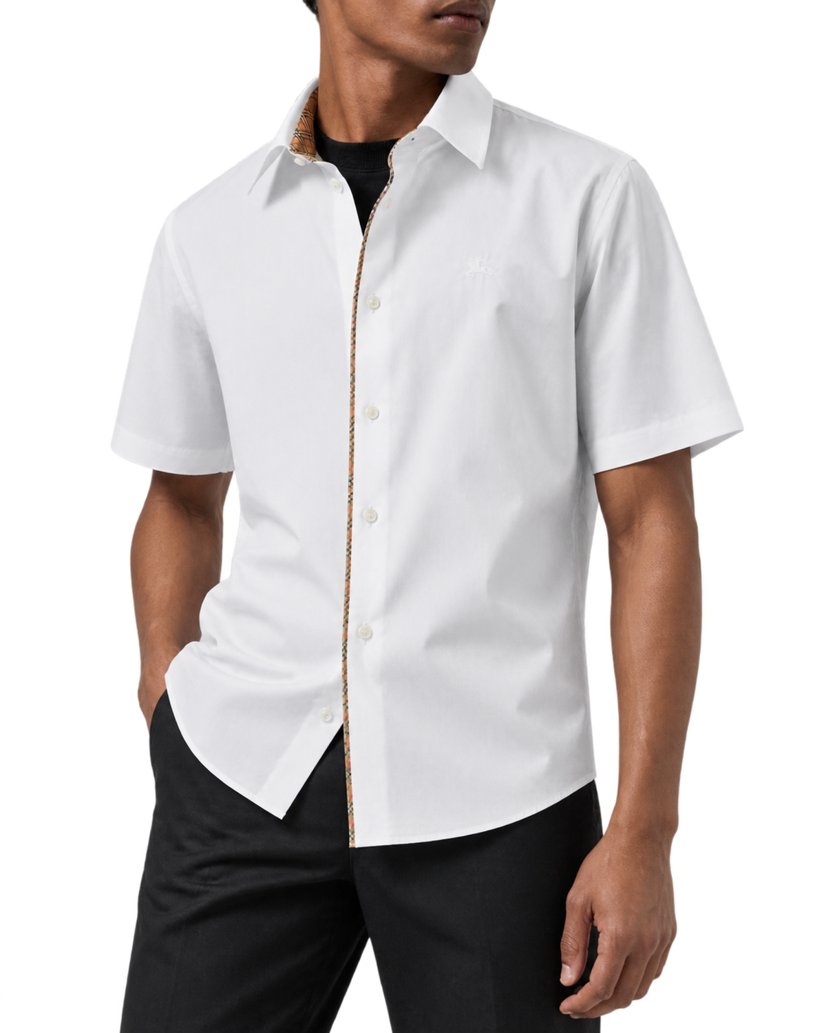 Burberry Check Piping Cotton Poplin Shirt
