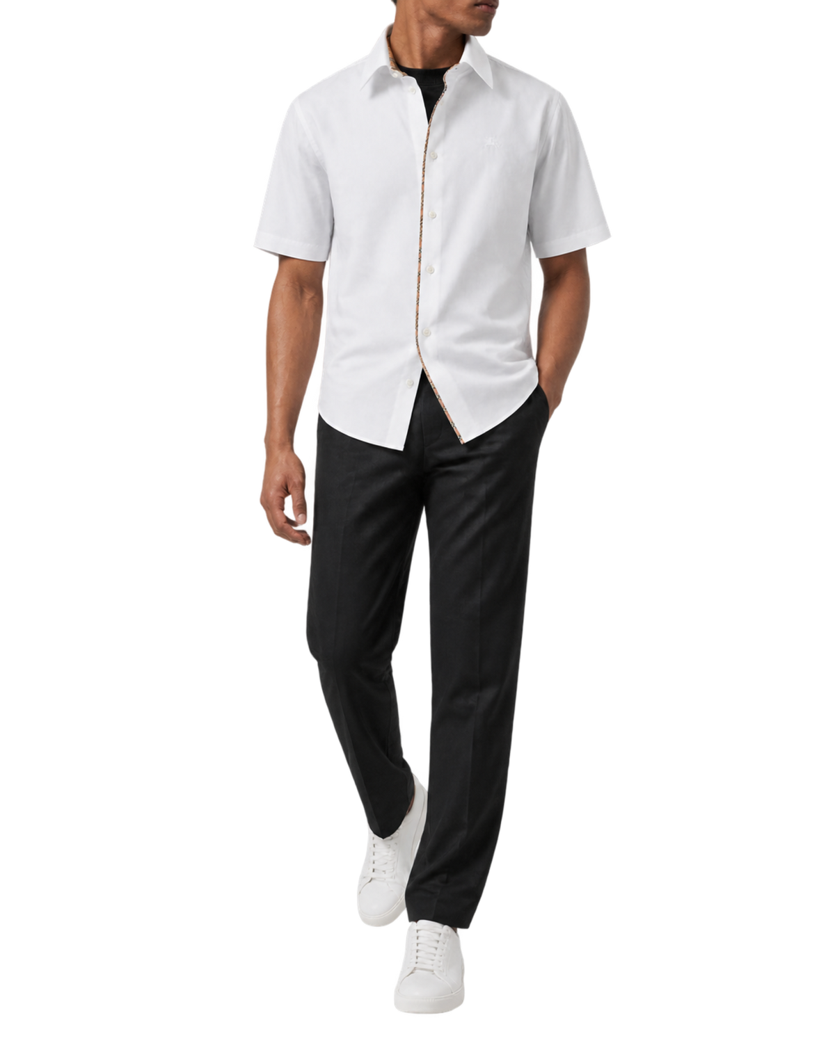 Burberry Check Piping Cotton Poplin Shirt