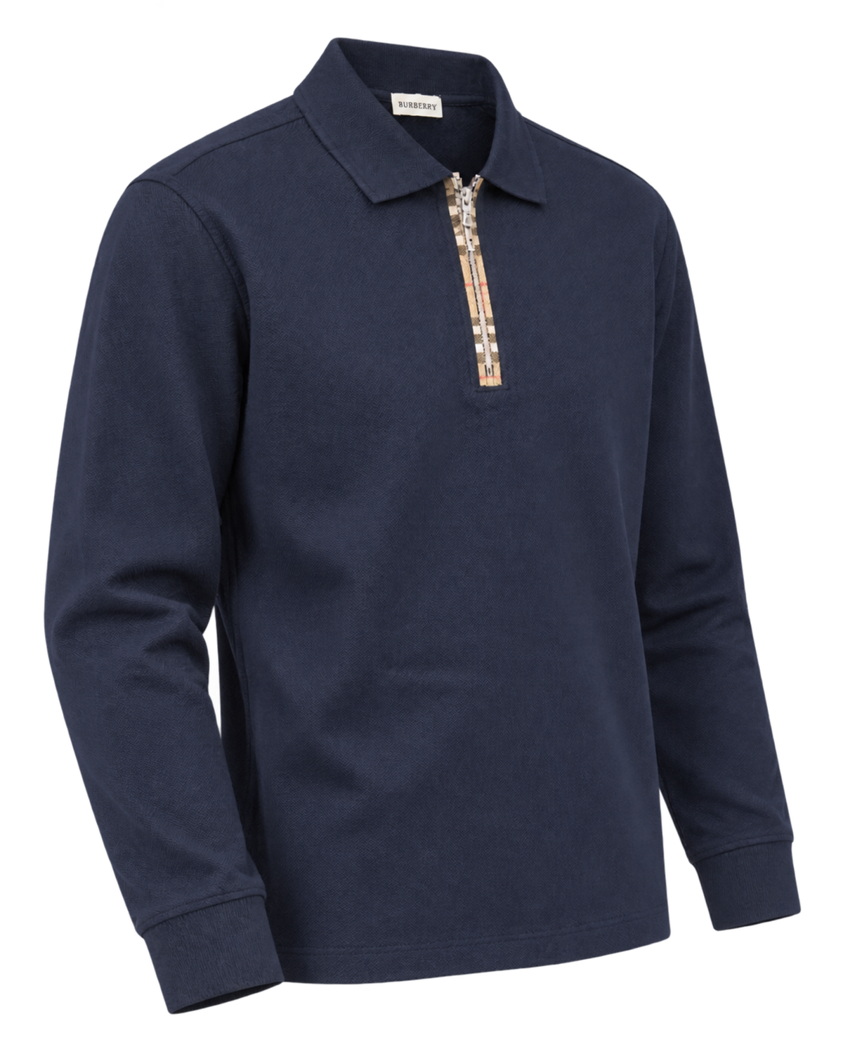 Burberry Dark Blue Long-Sleeve Half-Zip Polo Sweater
