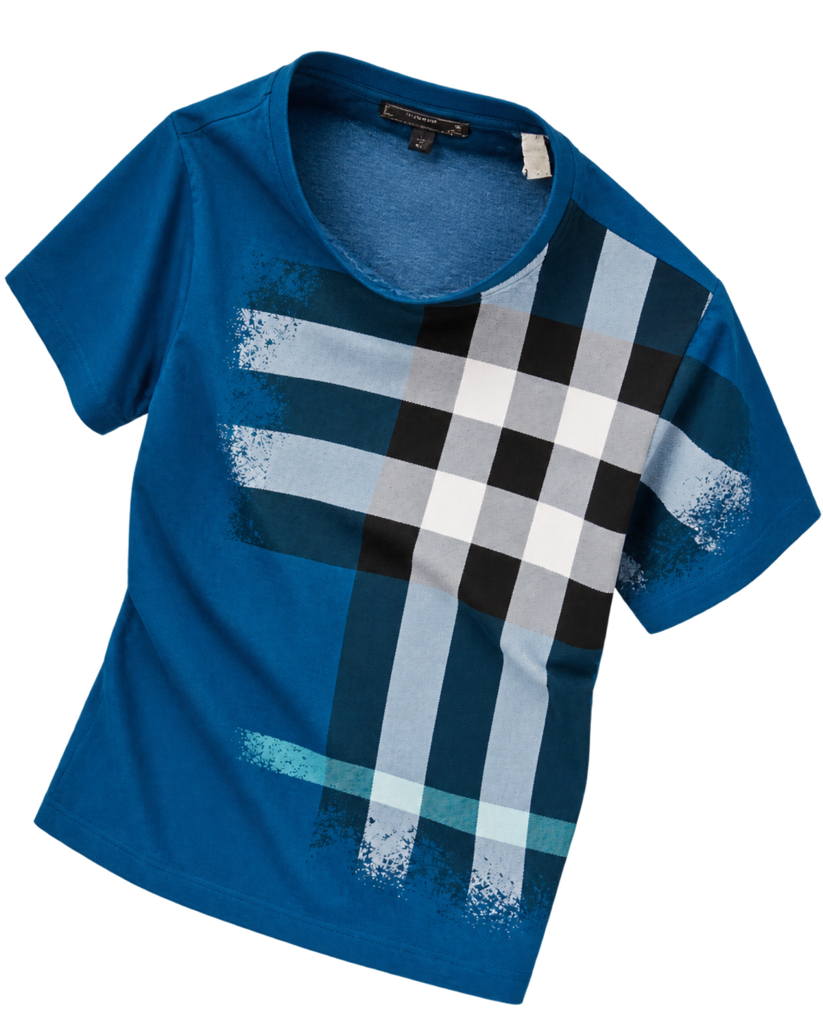 Burberry Ellison Check Print T-Shirt in Pacific Blue