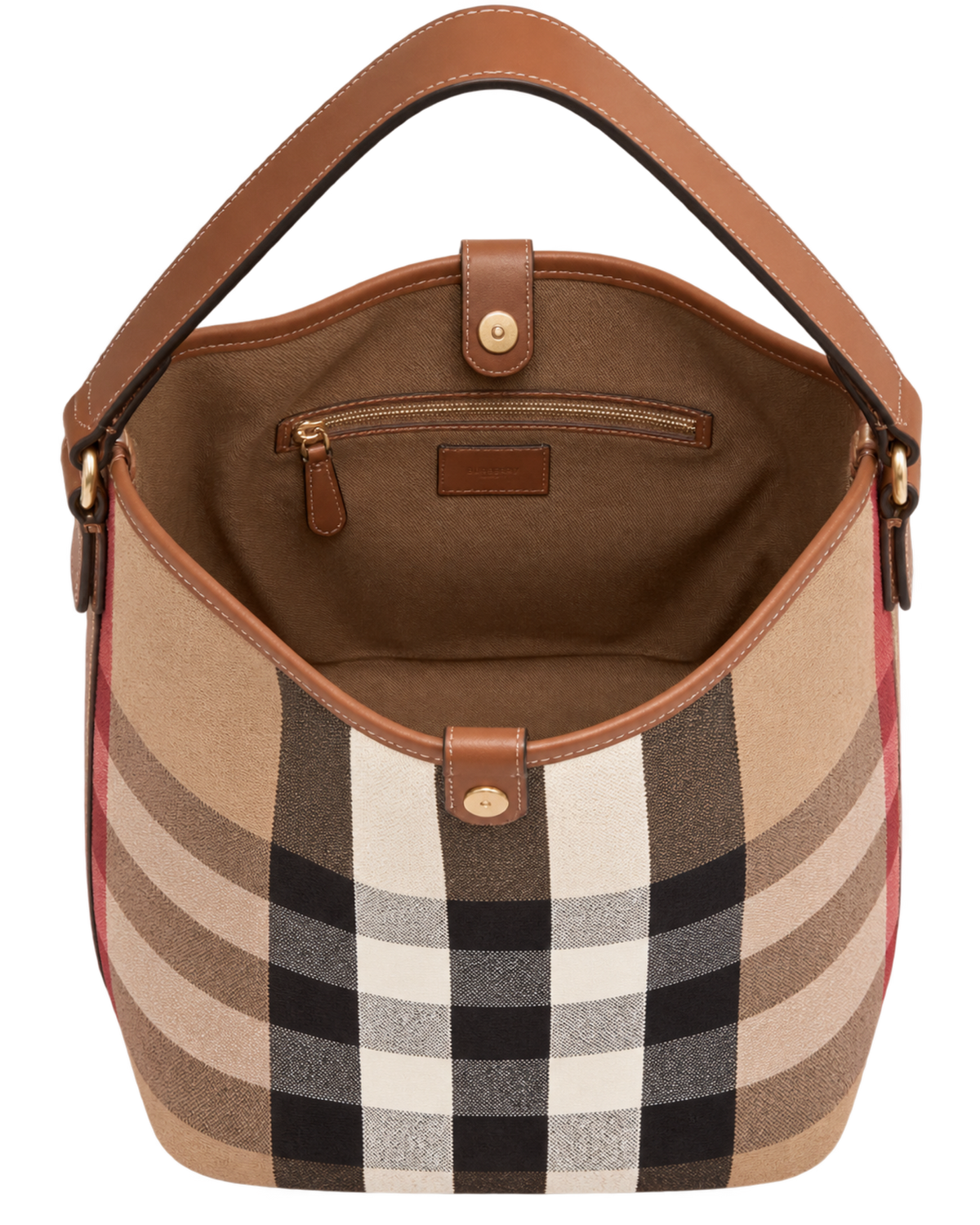 Burberry Giant Check Canvas Calfskin Ashby Bucket Bag