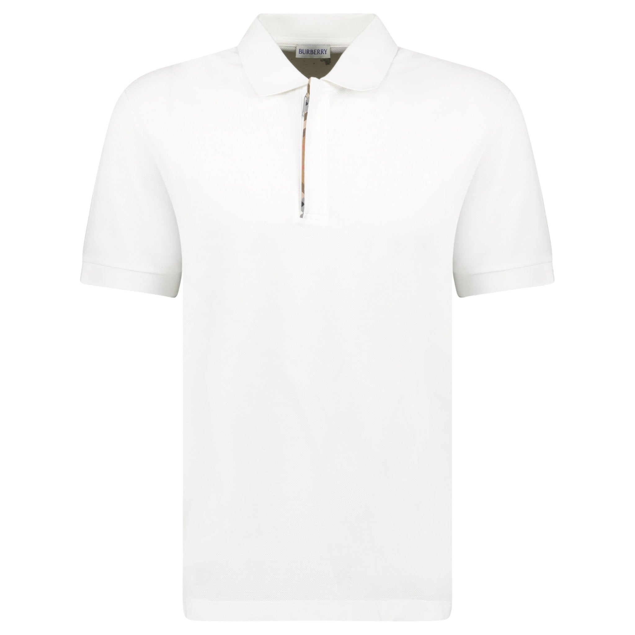 Burberry ‘Hartford’ Zip Check Polo White