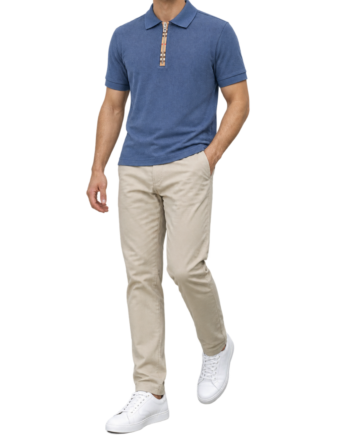 Burberry 'Hartford' Zip Check Polo Shirt