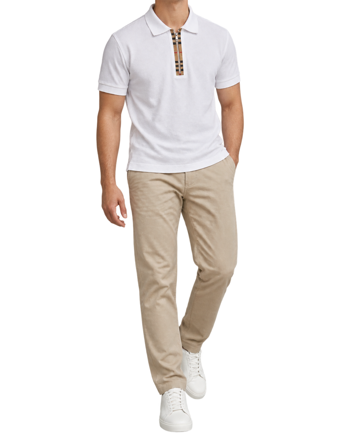 Burberry 'Hartford' Zip Check Polo Shirt