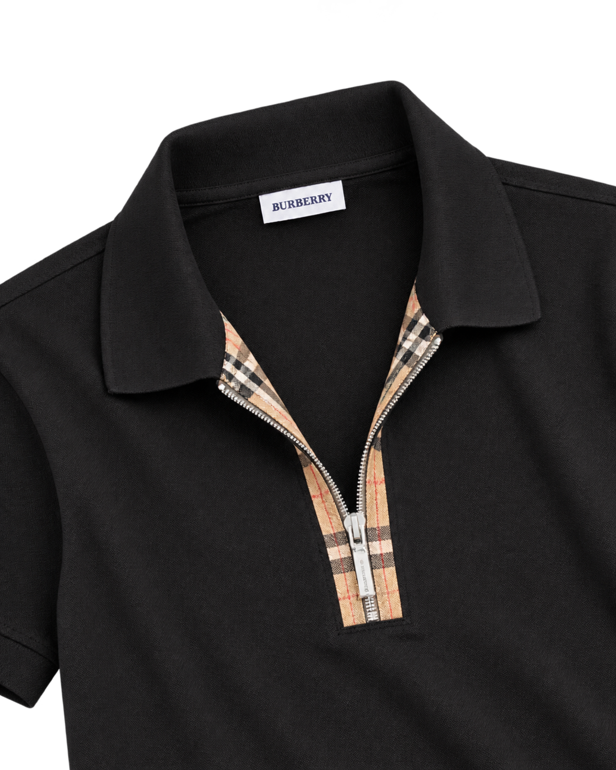 Burberry 'Hartford' Zip Check Polo Shirt