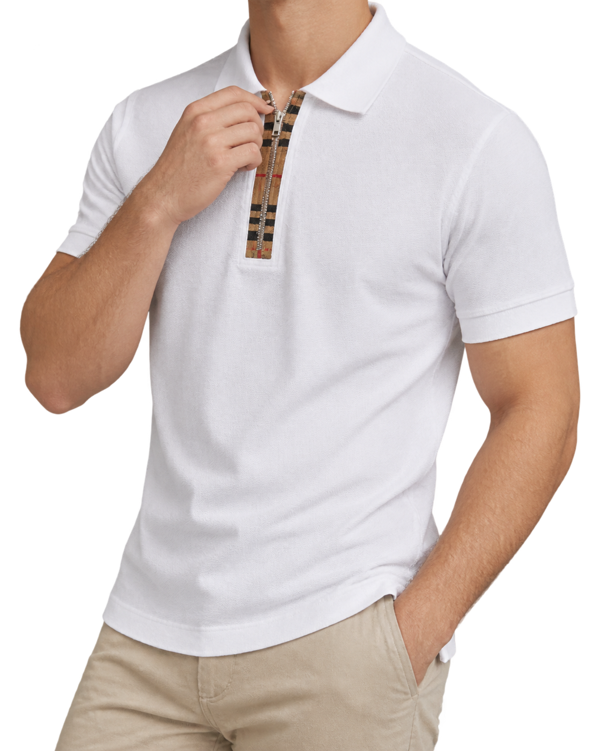 Burberry 'Hartford' Zip Check Polo Shirt