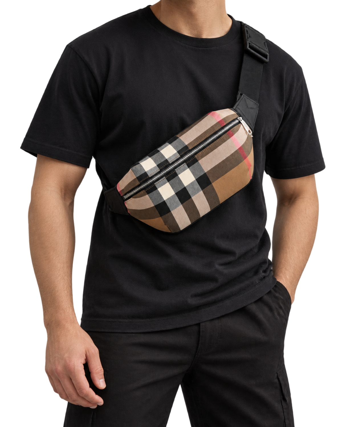 Burberry IP Check Sonny Bum Bag Taupe Brown