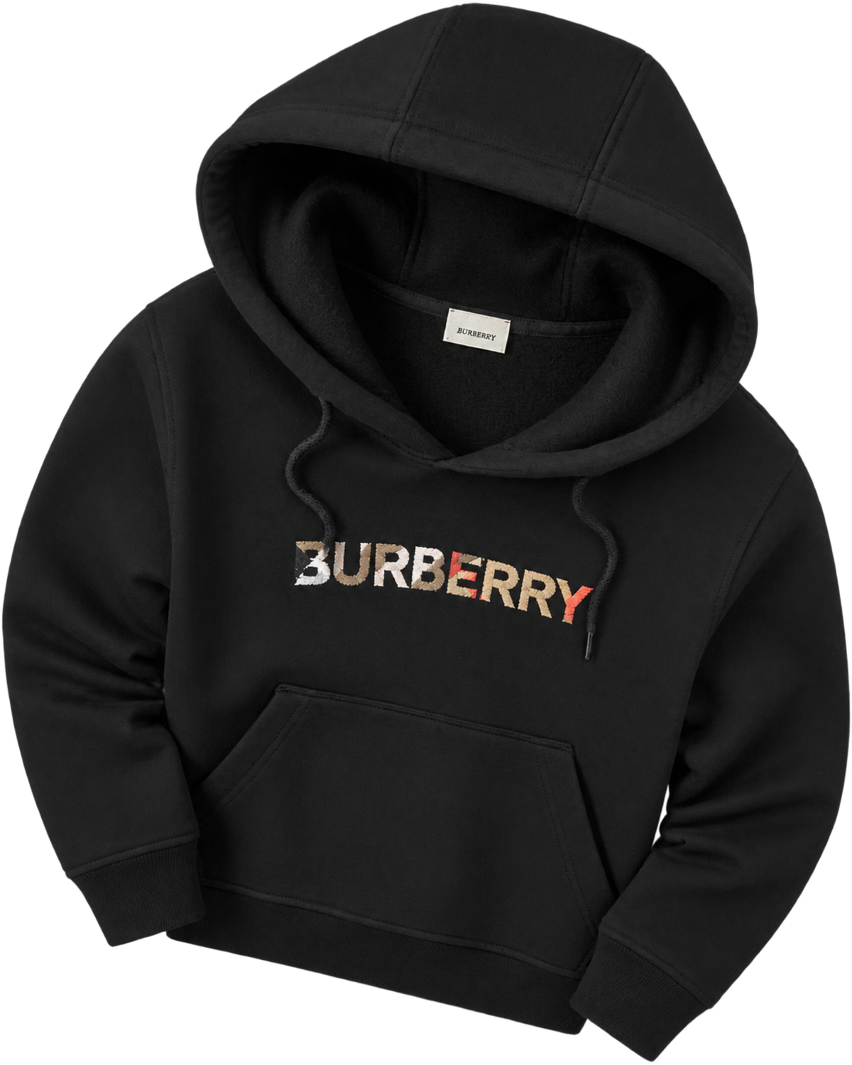 Burberry Logo Embroidered Hoodie Black