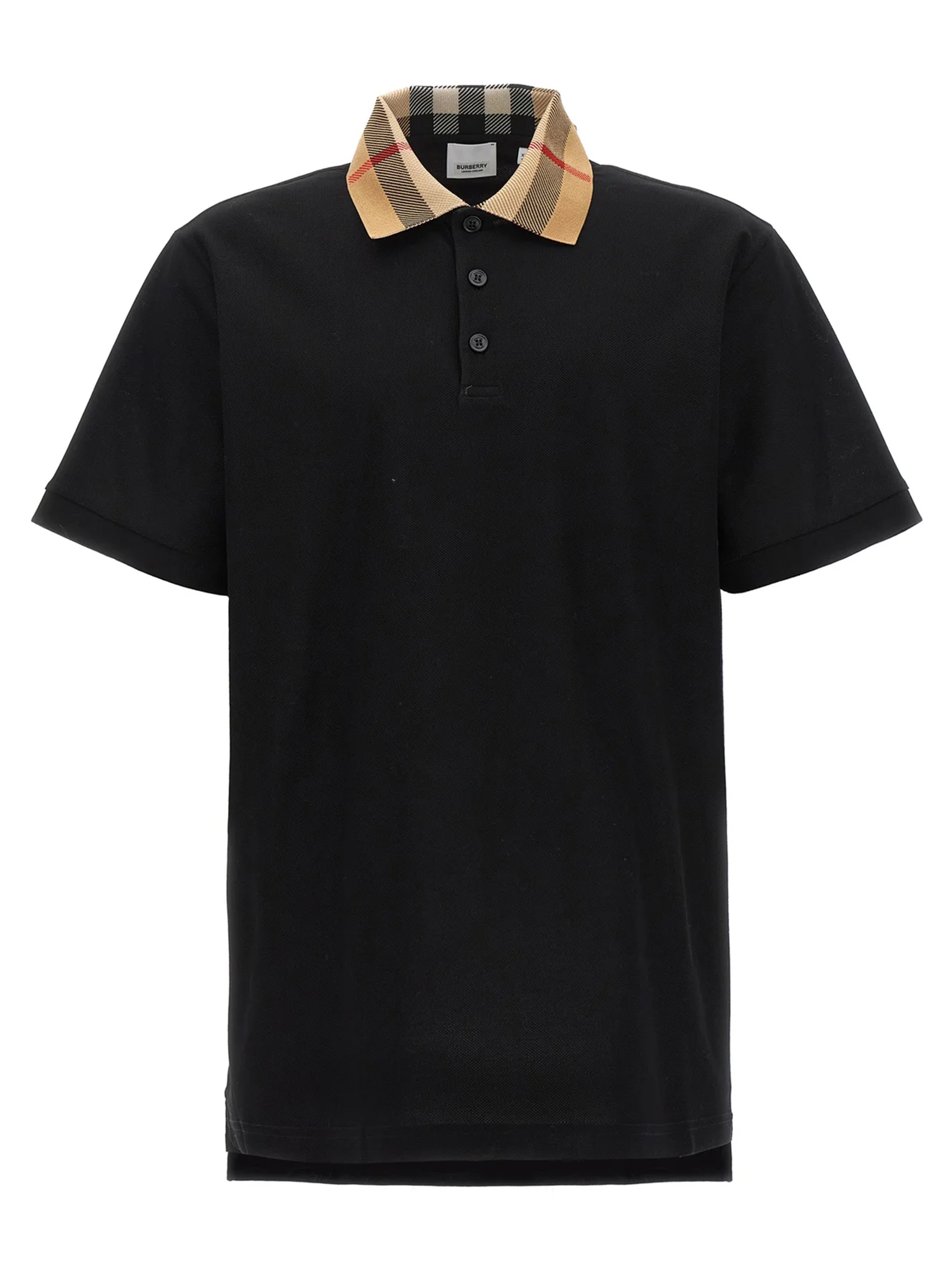Burberry Vintage Check Print Collar Polo Shirt in Black