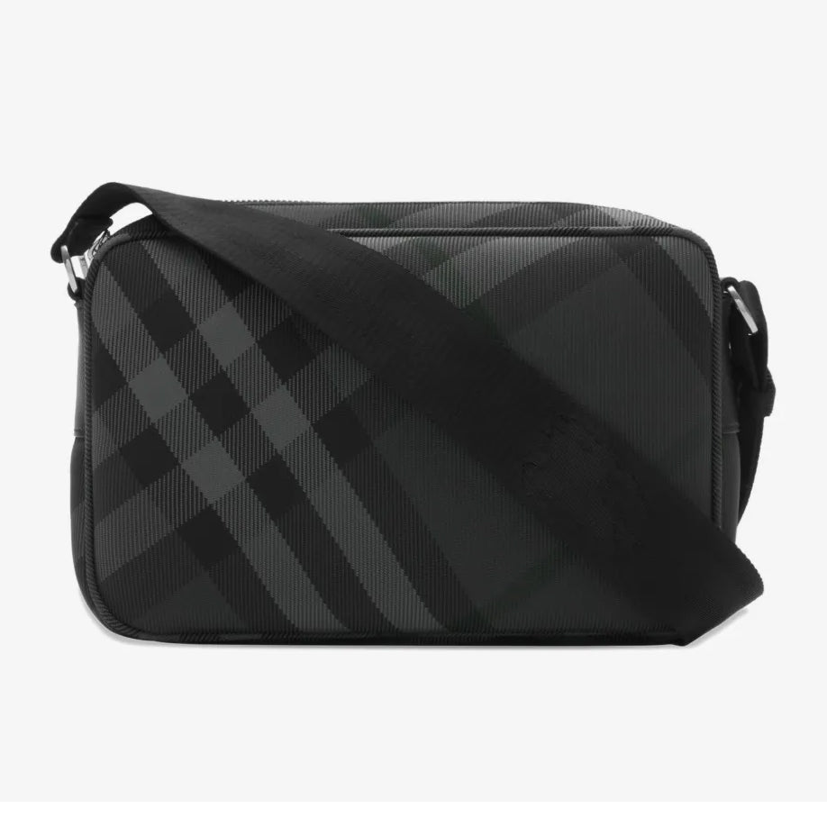 Burberry Slim Grid Crossbody Bag in Charcoal Black