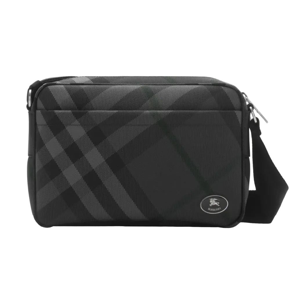 Burberry Slim Grid Crossbody Bag in Charcoal Black