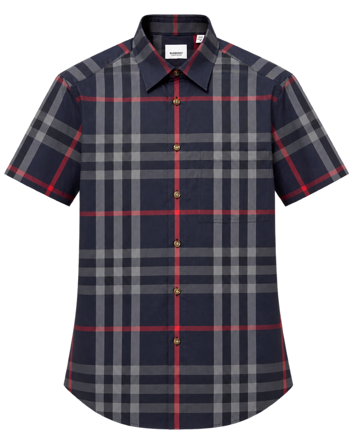 Burberry Slm Fit Navy Check Cotton Shirt