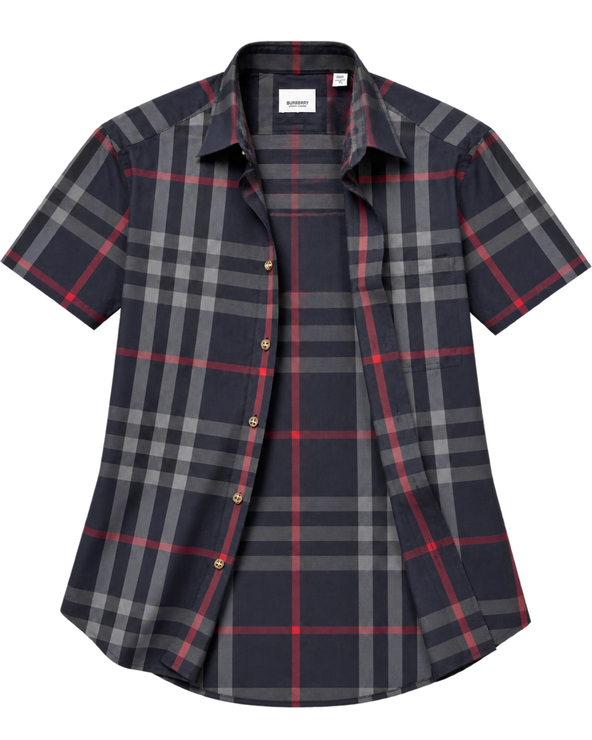 Burberry Slm Fit Navy Check Cotton Shirt