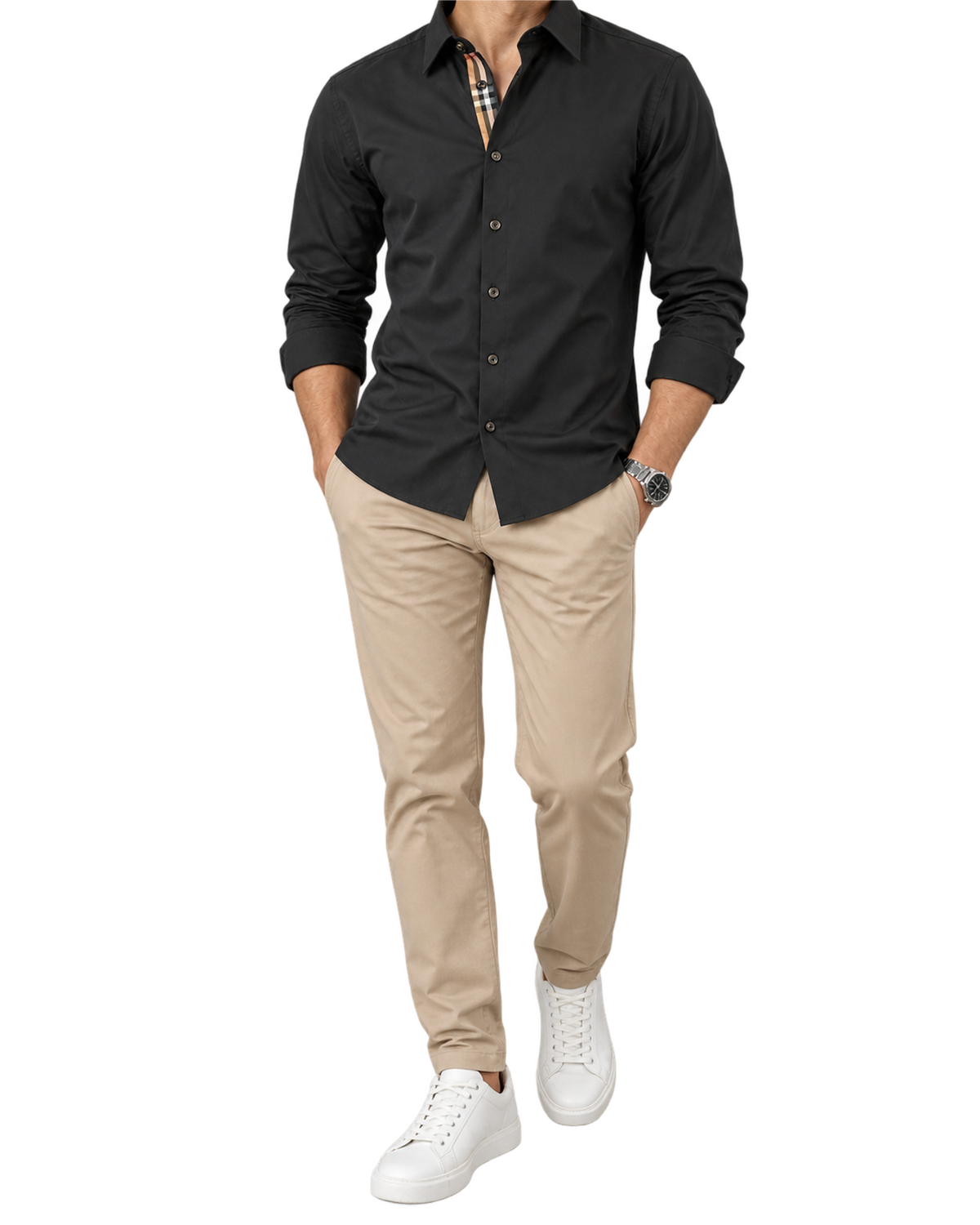Burberry Solid Shirt In Black