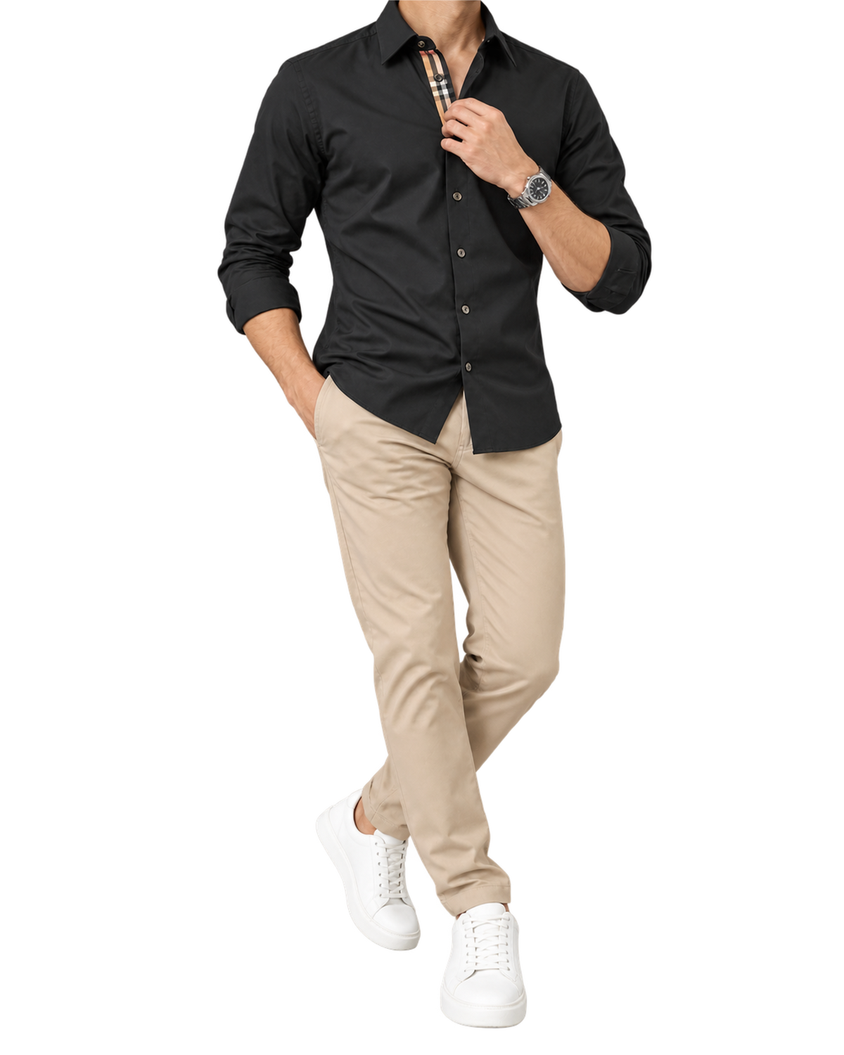 Burberry Solid Shirt In Black