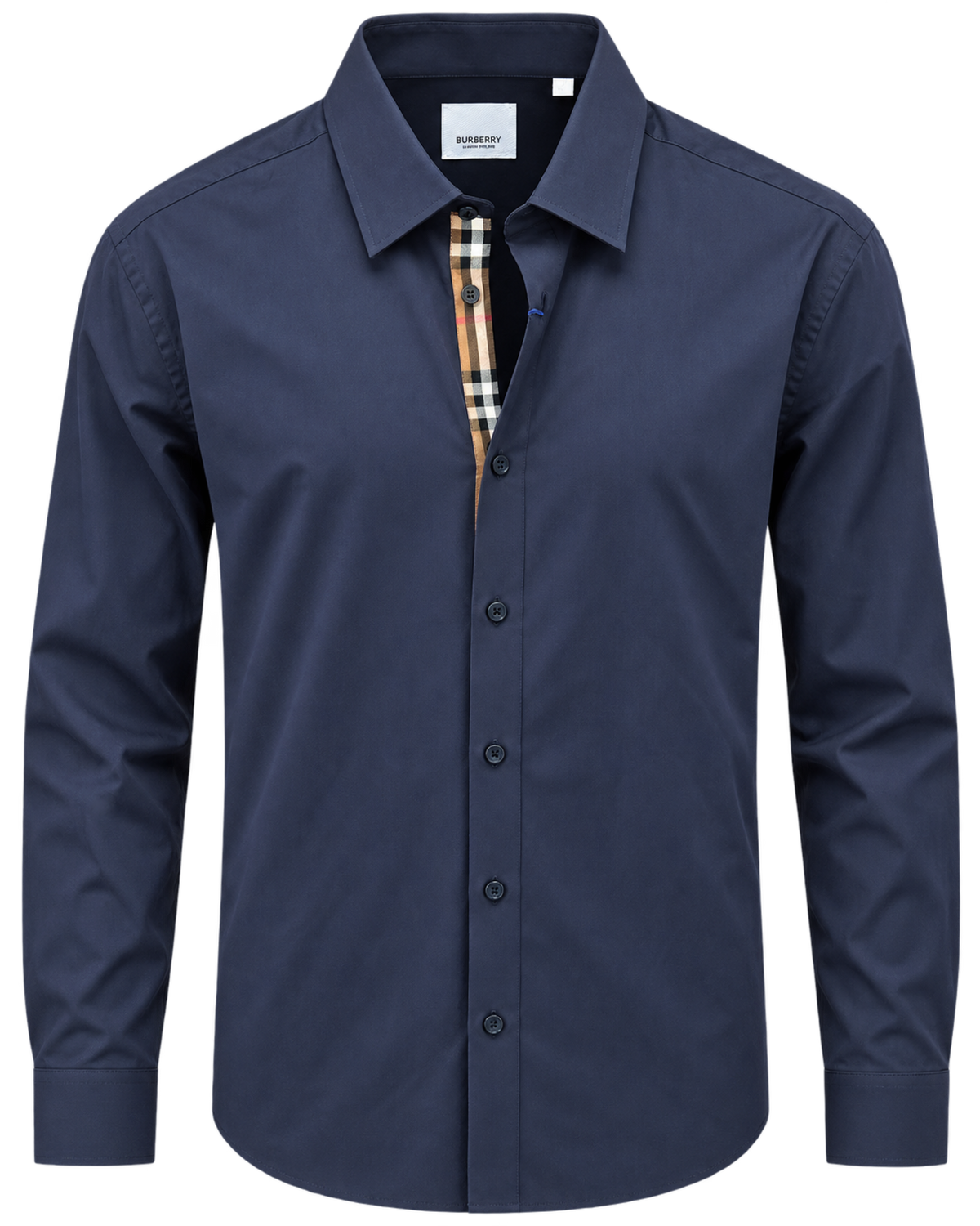 Burberry Solid Shirt In Navy
