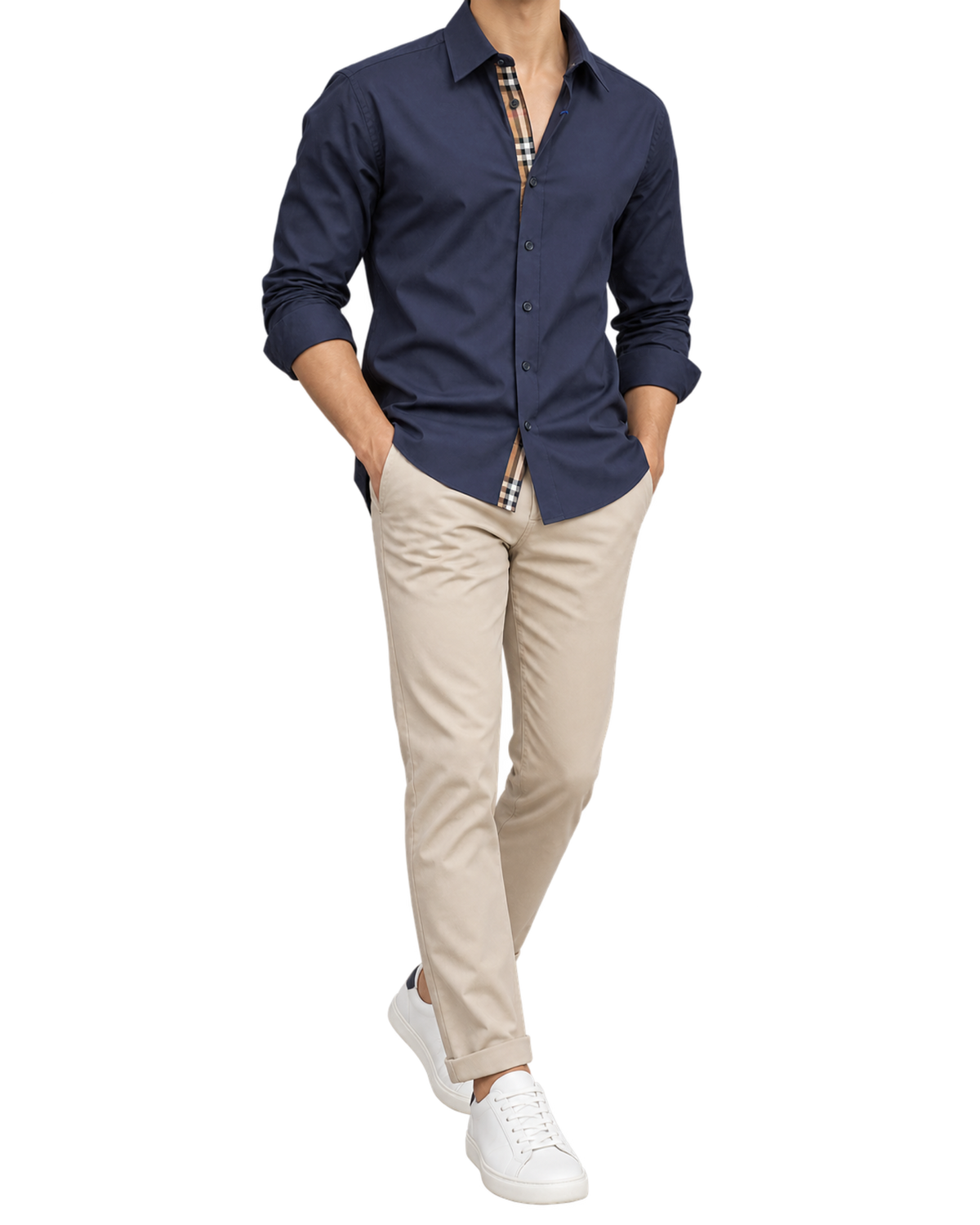 Burberry Solid Shirt In Navy