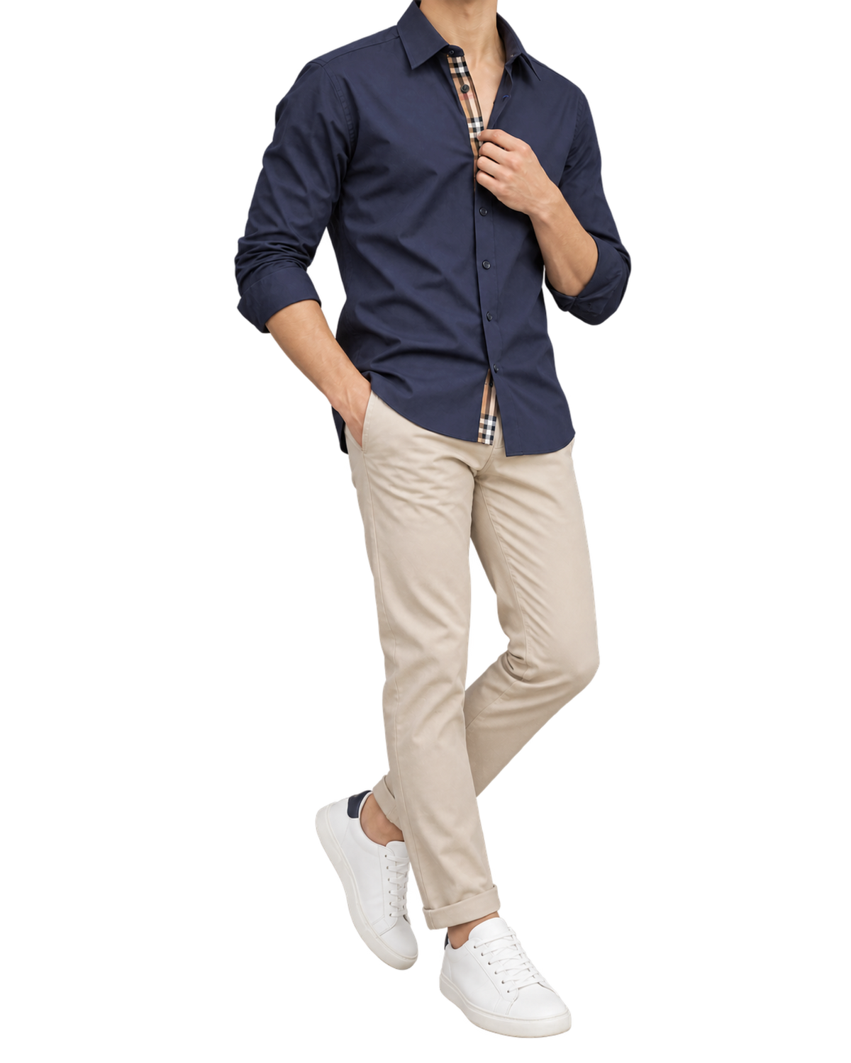 Burberry Solid Shirt In Navy