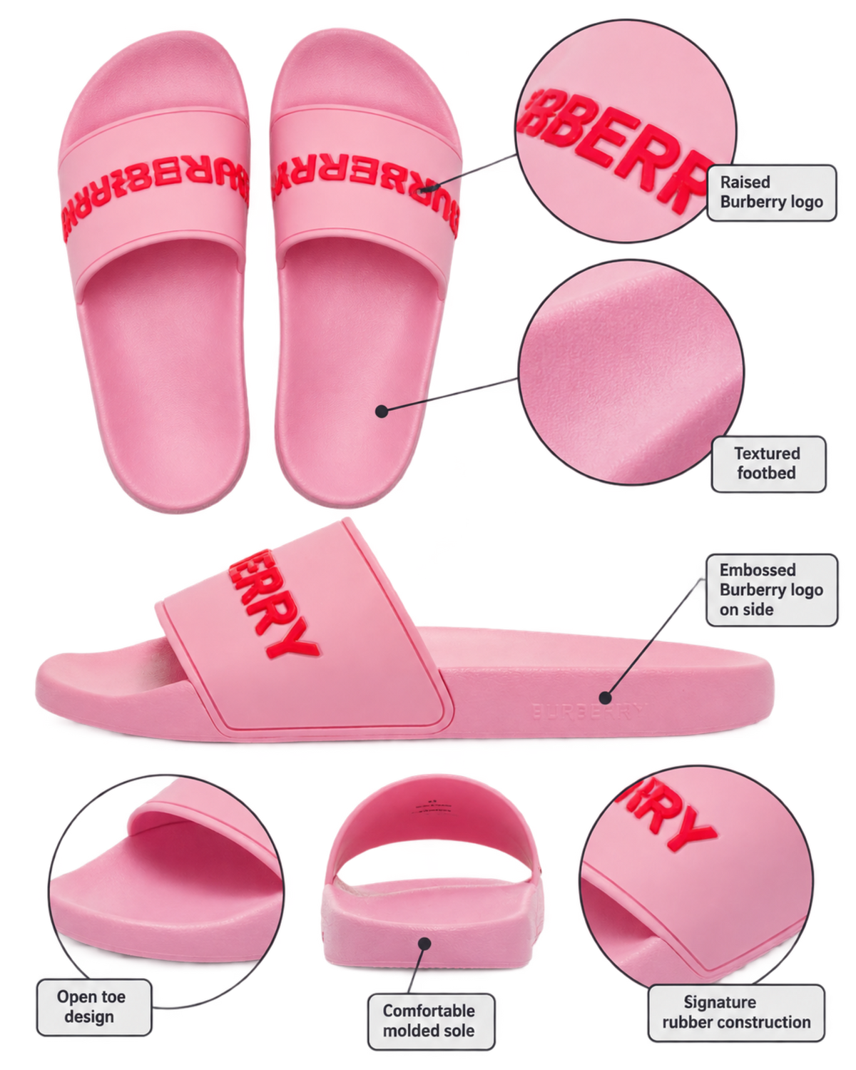 Burberry Women's Furley Logo Slide in Bubblegum Pink