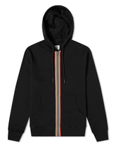 Burberry Stripe Detail Zipped Hoodie in Black