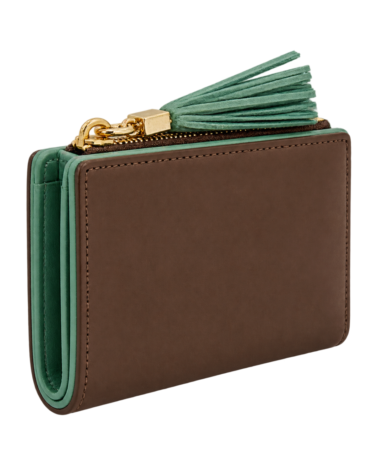 Burnt and Aquamarine Small Leather Wallet