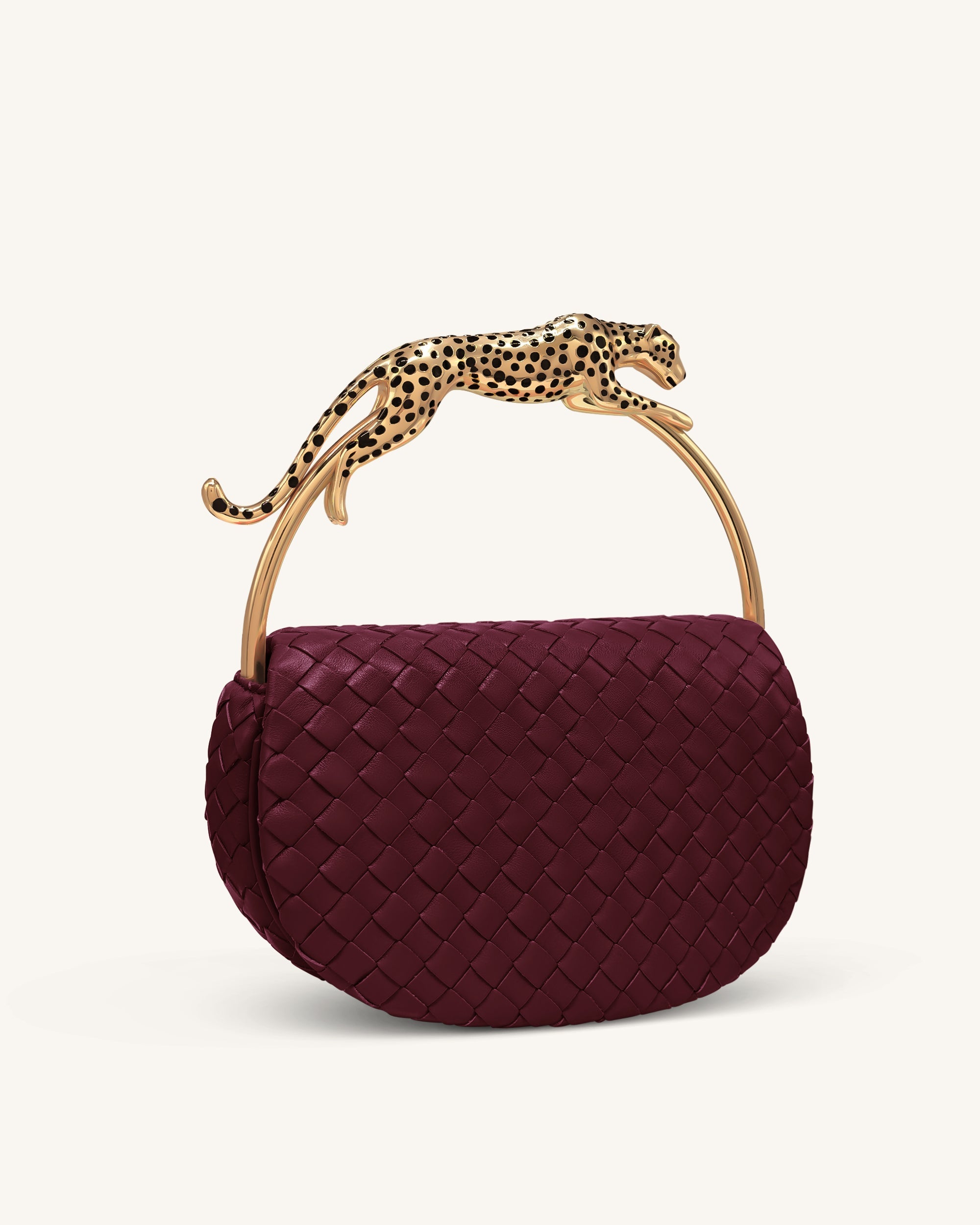 Ione Woven Leopard Shaped Top Handle Bag - Light Blue