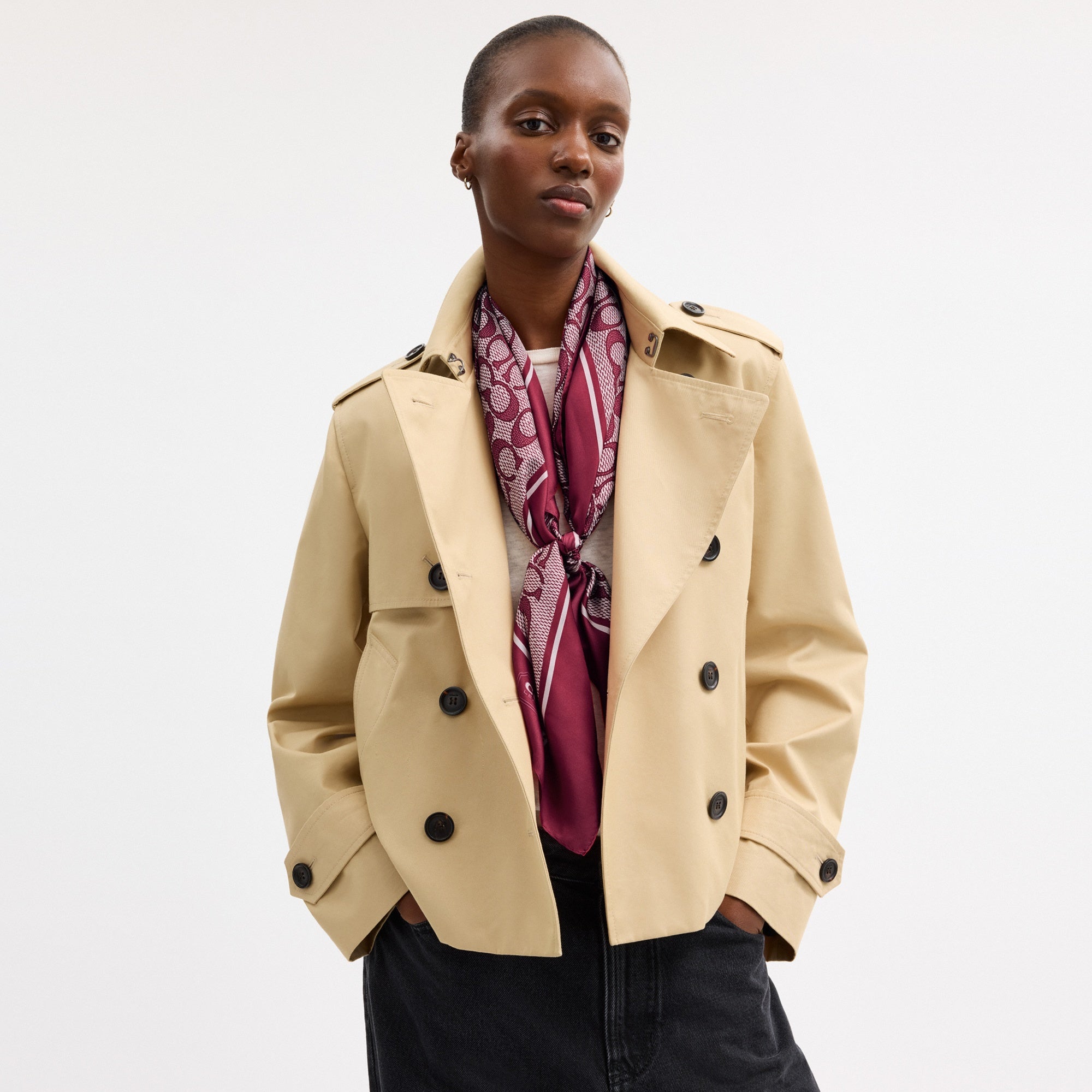 Textured Signature Print Silk Square Scarf