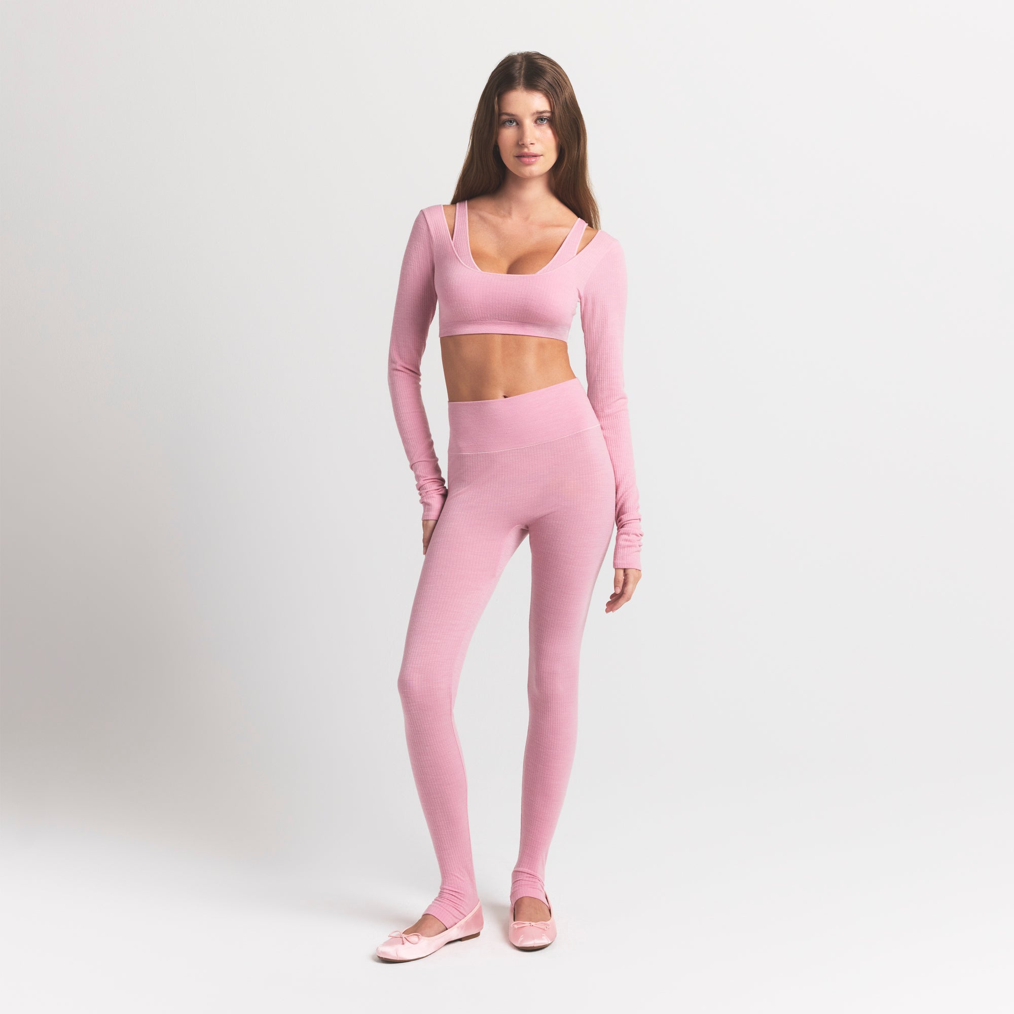 Wool Rib Long Sleeve Super Cropped Top