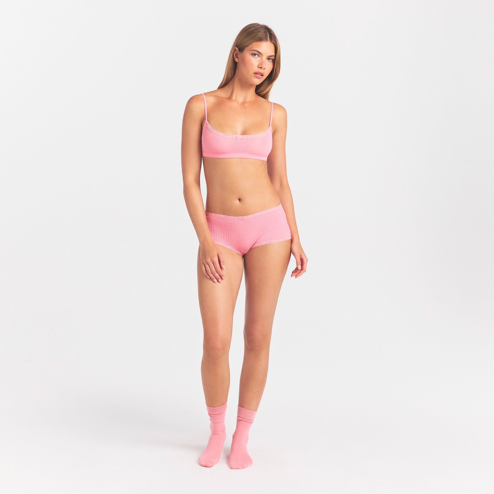 Lightweight Cotton Pointelle Lace Boy Short
