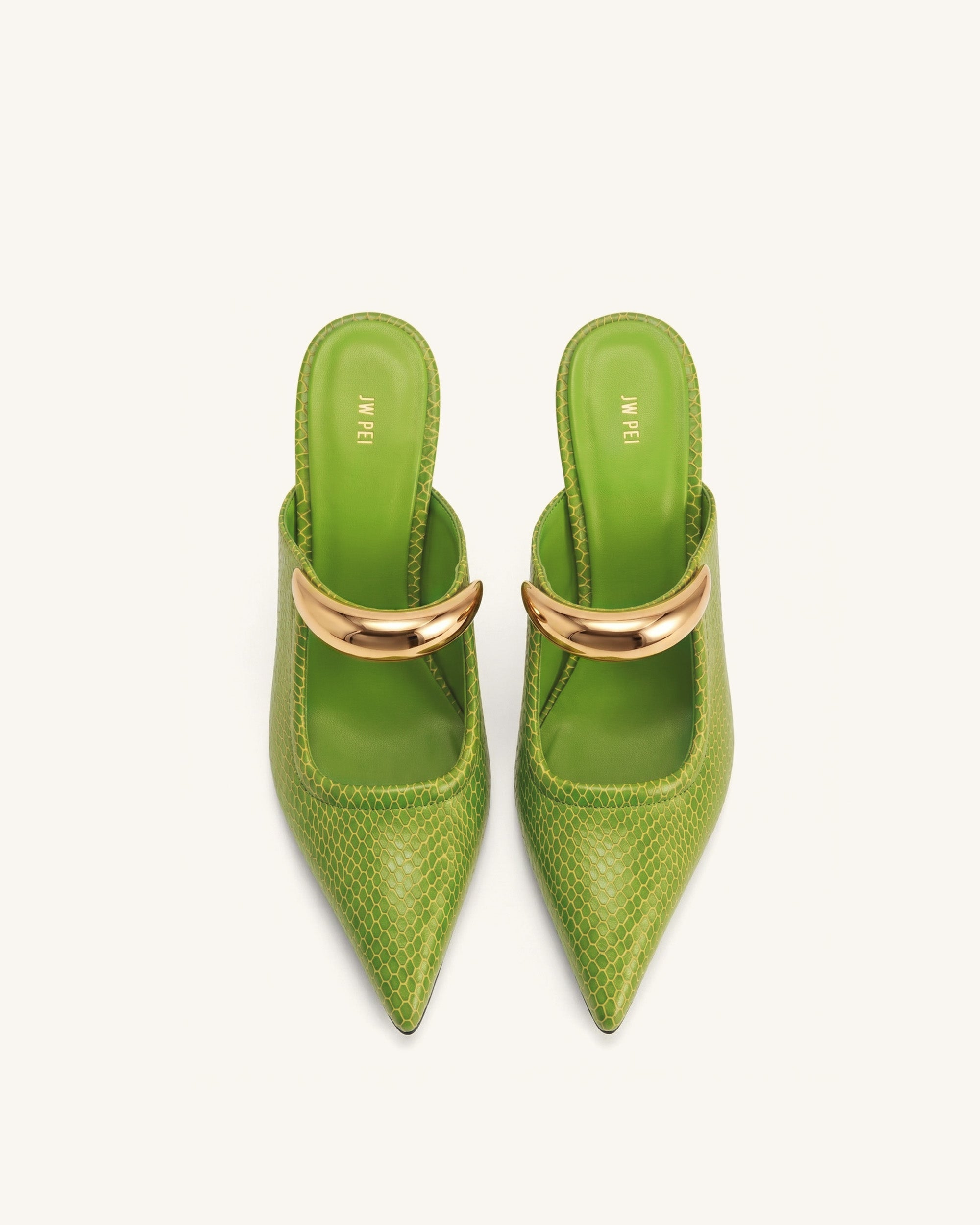 Sofia Metal Accent Sphere Heel Mules - Green