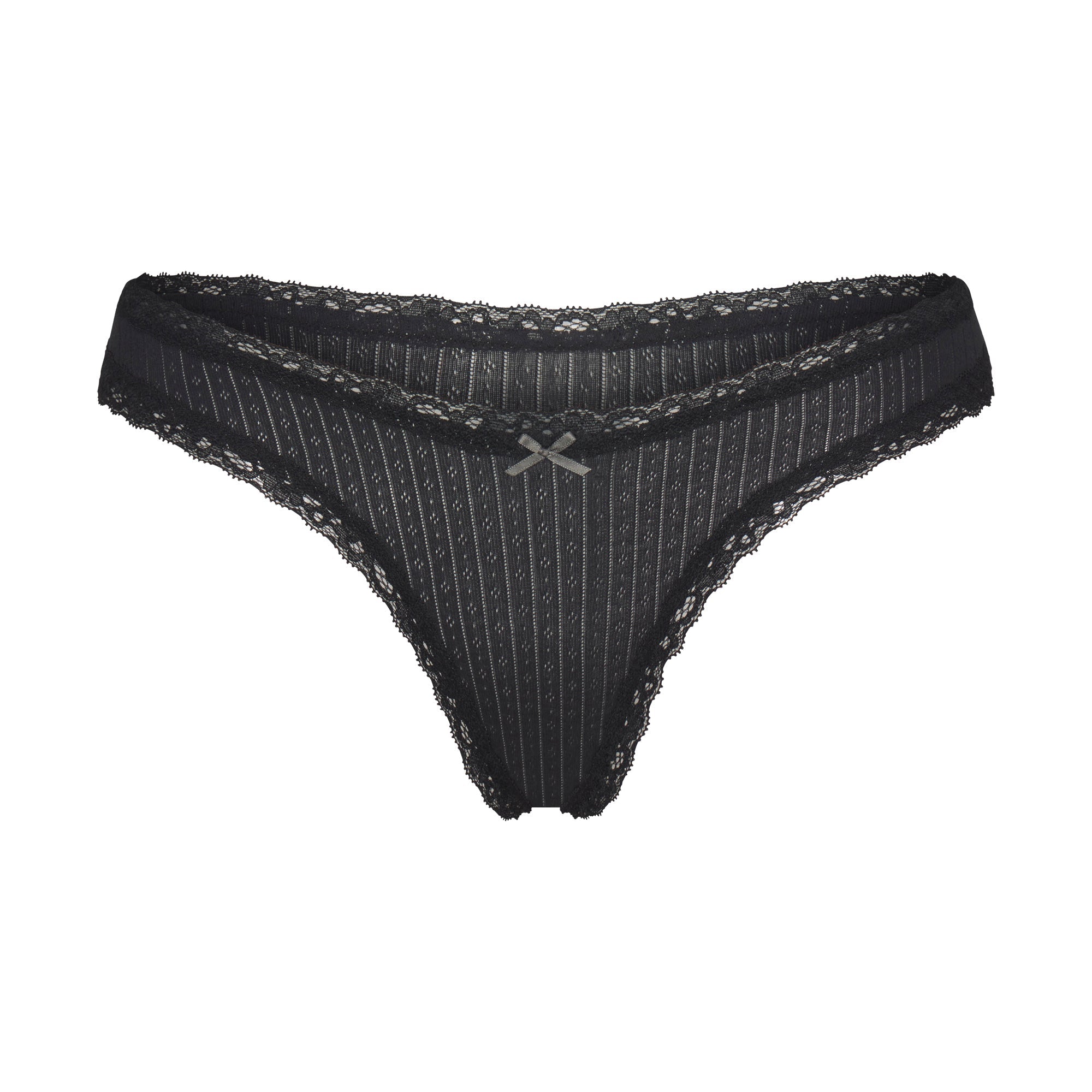 Lightweight Cotton Pointelle Lace Thong