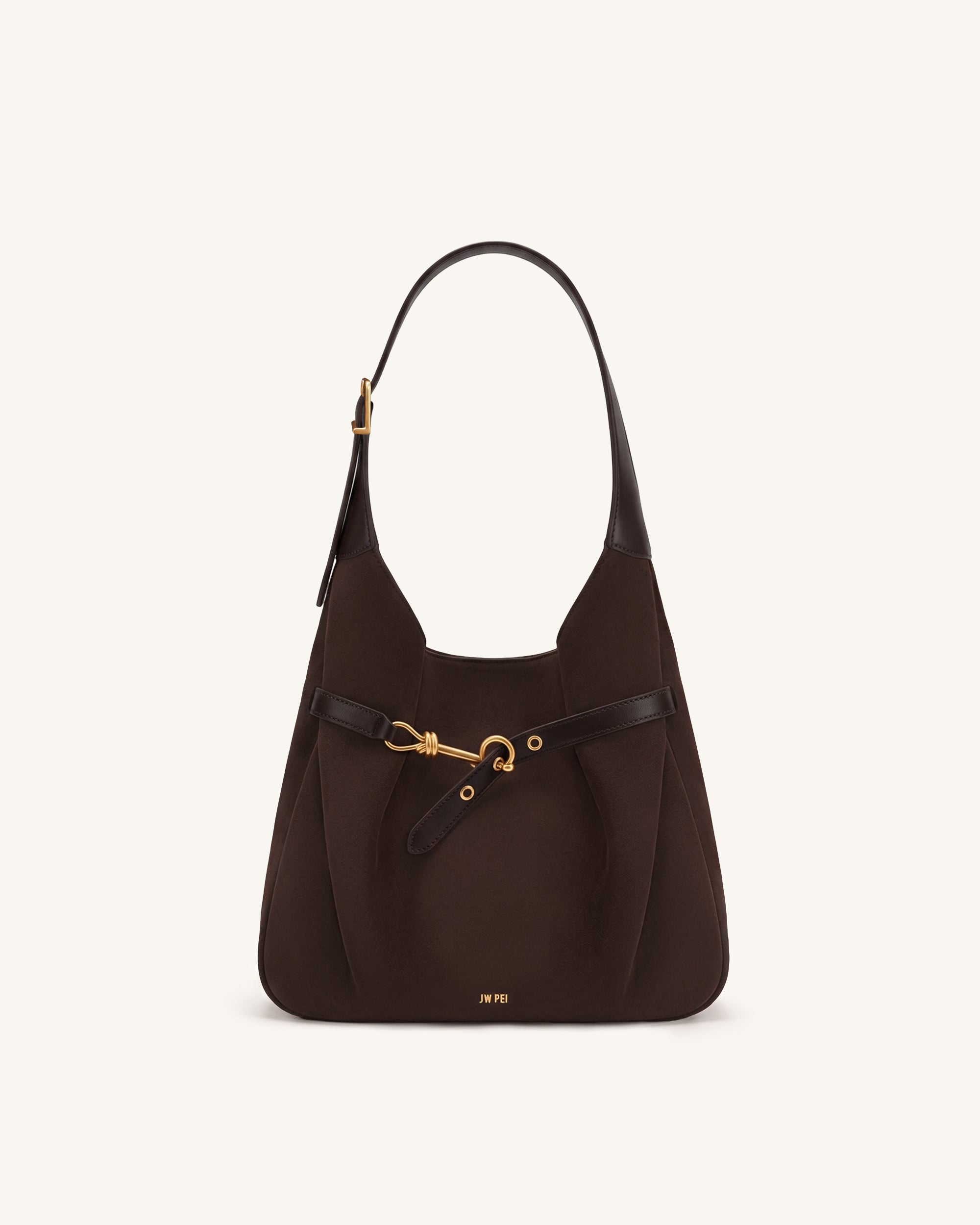 Alina Faux Suede Hobo Bag - Chocolate Brown