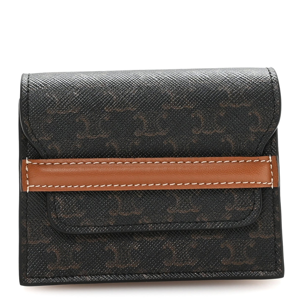 Triomphe Canvas Business Card Holder Tan